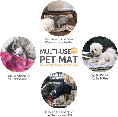 Ultra Soft Dog Crate Pad with Reversible Fleece, Washable Pet Bed Featuring Cute Star Print for Dogs and Cats, 21 x 12 Inch, Brown