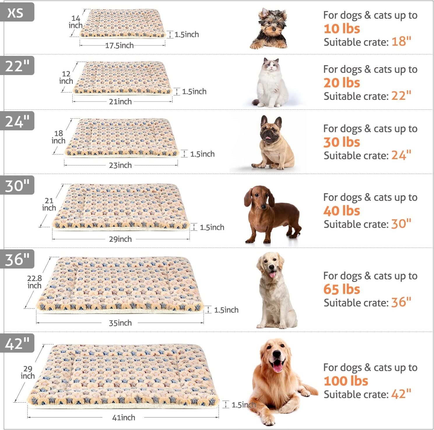 Ultra Soft Dog Crate Pad with Reversible Fleece, Washable Pet Bed Featuring Cute Star Print for Dogs and Cats, 21 x 12 Inch, Brown