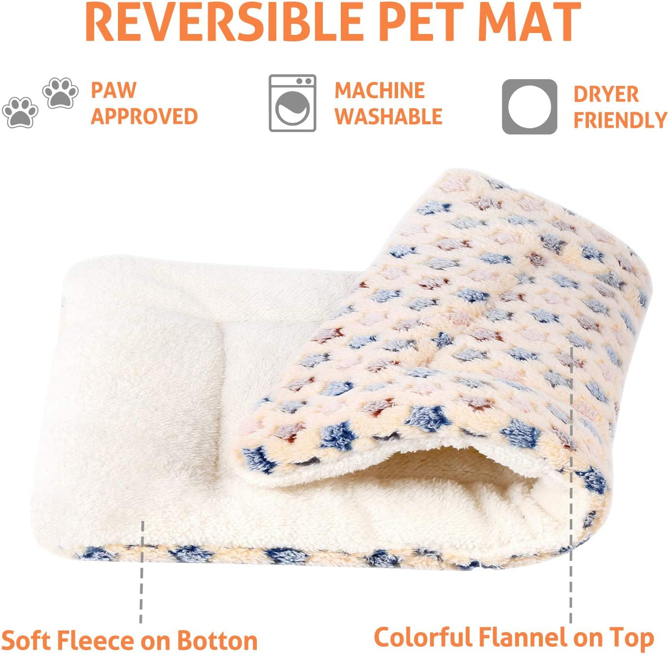Ultra Soft Dog Crate Pad with Reversible Fleece, Washable Pet Bed Featuring Cute Star Print for Dogs and Cats, 21 x 12 Inch, Brown