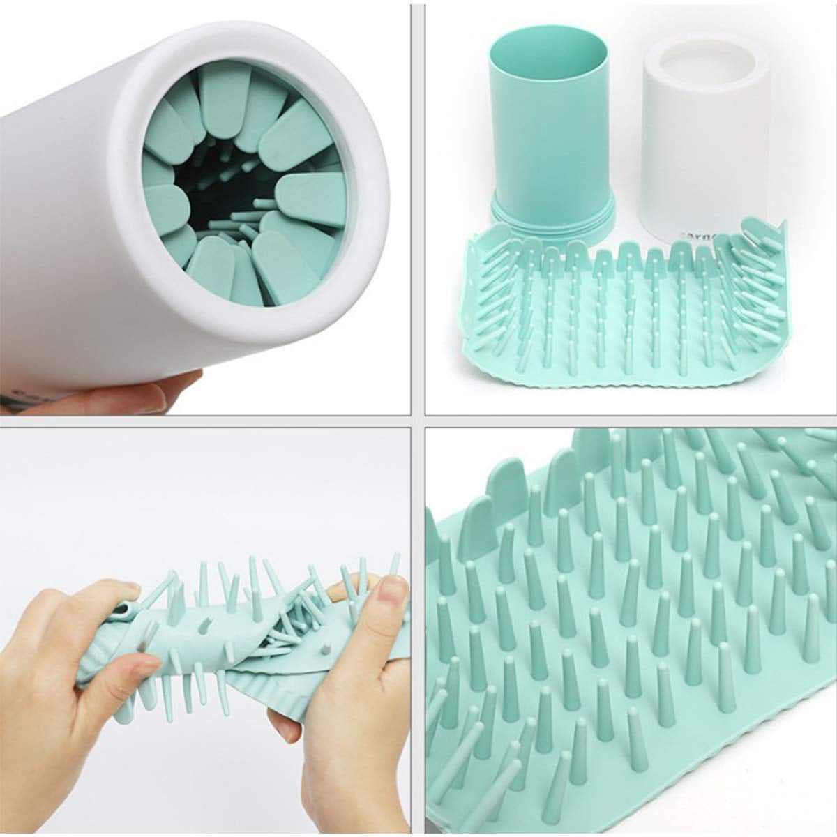 Pet Paw Cleaning Cup with Silicone Brush for Dogs and Cats - Effective Sanitizing Solution for Small, Medium, and Large Pets (Small, Gray)